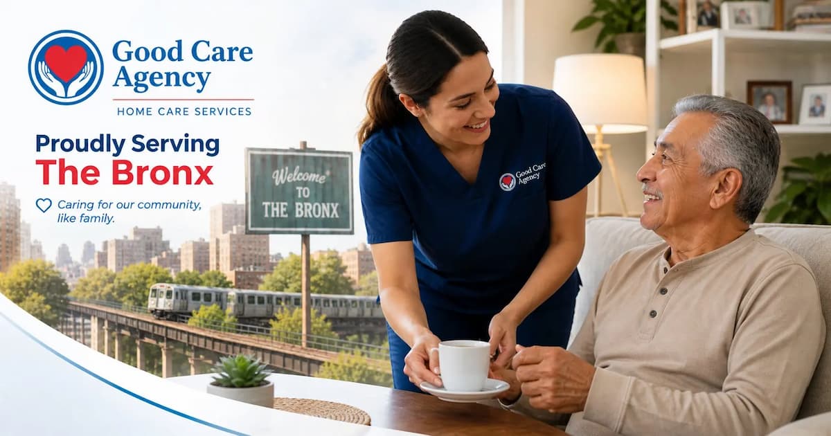 Good Care Agency caregiver providing home care services in the Bronx
