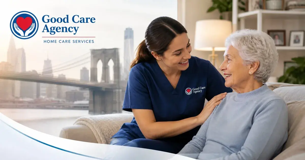 Good Care Agency caregiver providing home care services in Brooklyn NYC
